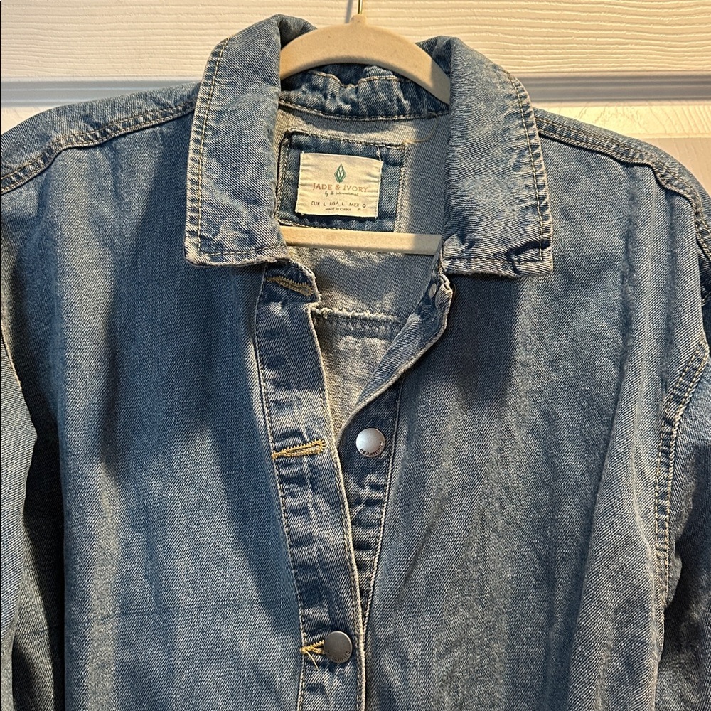 Jade & Ivory Denim Belted Barn Denim Jacket L Chore Wear Coat - Picture 3 of 6